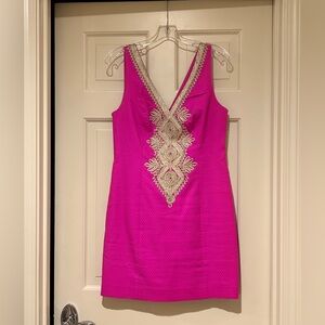 Lilly Pulitzer Pink and Gold Junie Shift Dress